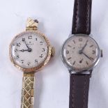 2 lady's Vintage mechanical wristwatches, comprising 9ct gold Rolex and stainless steel Tudor,