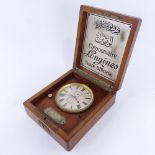 LONGINES - a rare ship's deck marine chronometer, circa 1910, silvered dial with black Roman