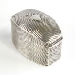 A 19th century Dutch silver loderein/snuffbox, curved rectangular form with allover ribbed