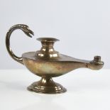 An Edwardian silver Aladdin's lamp cigar lighter, by Matthew John Jessop, hallmarks Birmingham 1902,