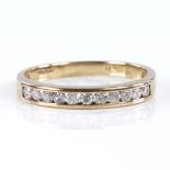 A modern 9ct gold diamond half eternity ring, set with round brilliant-cut diamonds, total diamond