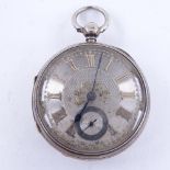 A 19th century silver-cased open-face key-wind pocket watch, by Adam Burdess of Coventry, silver
