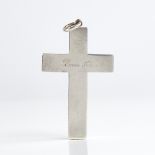 A large 19th century unmarked silver 3-dimensional cross pendant, original inscription dated 1879,