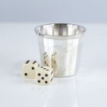 An Elizabeth II sterling silver dice shaker cup, tapered cylindrical form, by Harrison Brothers &