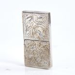 An Elizabeth II silver double compartment pillbox, engraved foliate decoration, by Ari D Norman,