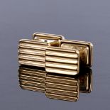A pair of French 18ct gold cufflinks, by Mecan, rectangular ribbed form with expanding cable bars,