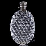 A Victorian silver-mounted spiral glass spirit flask, by Sampson Mordan & Co, hallmarks London 1890,