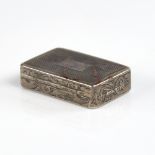 A Victorian silver vinaigrette, plain rectangular form with engine turned decoration and foliate