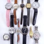 Various wristwatches, including Eterna-Matic 3000, gold-filled Waltham wristwatch, Guess etc (12)