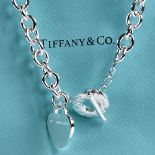 TIFFANY & CO - a modern sterling silver Return To Tiffany heart padlock cable link necklace,