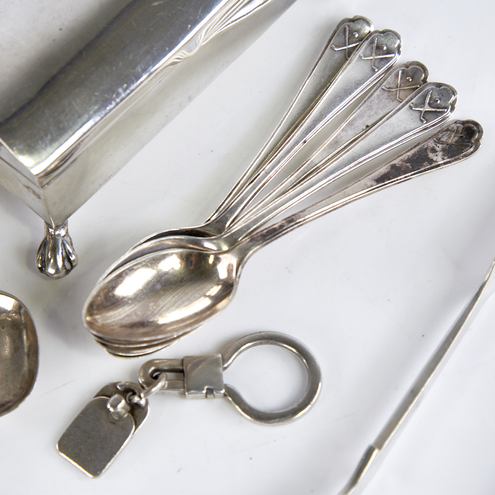 Various silver, including Mexican sterling cigarette box and key ring, English Georgian salt cellar, - Image 2 of 5
