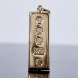 A late 20th century heavy 9ct gold ingot pendant, by Carr's of Sheffield, hallmarks Sheffield