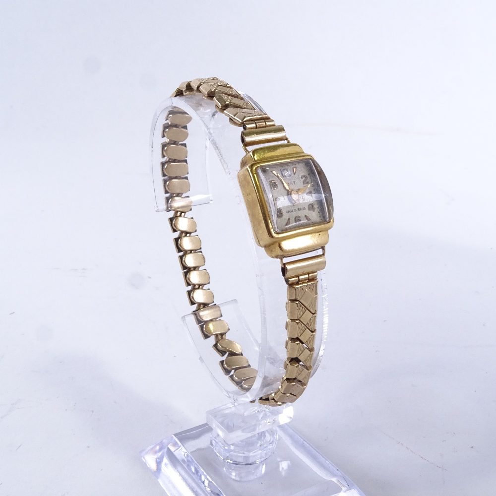 LIGHT - a lady's Vintage 18ct gold mechanical wristwatch, silvered dial with gilt eighthly Arabic - Image 2 of 5