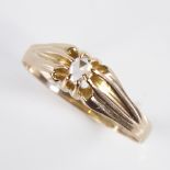 A 19th century unmarked gold rose-cut diamond gypsy ring, diamond measures: length - 4.35mm, width -