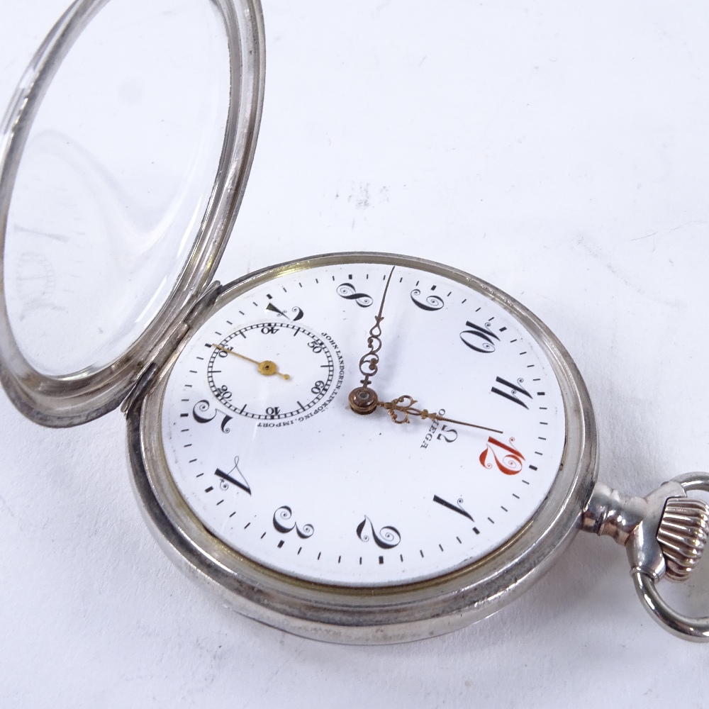 OMEGA - a Continental silver-cased open-face top-wind pocket watch, white enamel dial with eccentric - Image 5 of 5