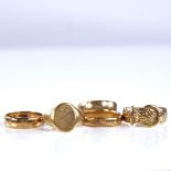 Various gold rings, including 4 9ct, 14.1g, and 1 unmarked, 5.2g (5) All in good overall