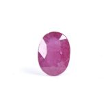 A 8.55ct unmounted oval mixed-cut ruby, dimensions: 15.20mm x 11.50mm, 7.30mm, 1.70g, with GLI