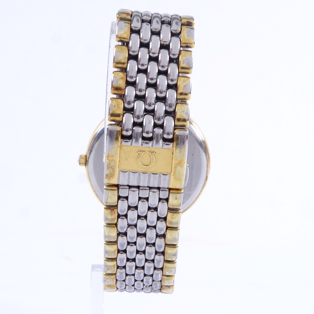 OMEGA - a Vintage gold plated stainless steel De Ville quartz wristwatch, ref. 396 1012, gilt ribbed - Image 3 of 5