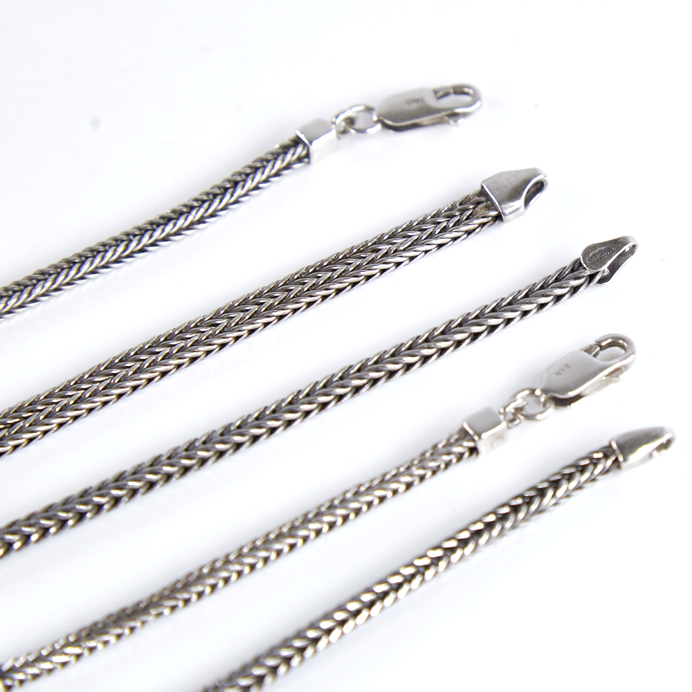 Various Danish sterling silver chains, comprising necklace and 4 bracelets, necklace length 44cm, - Image 3 of 5