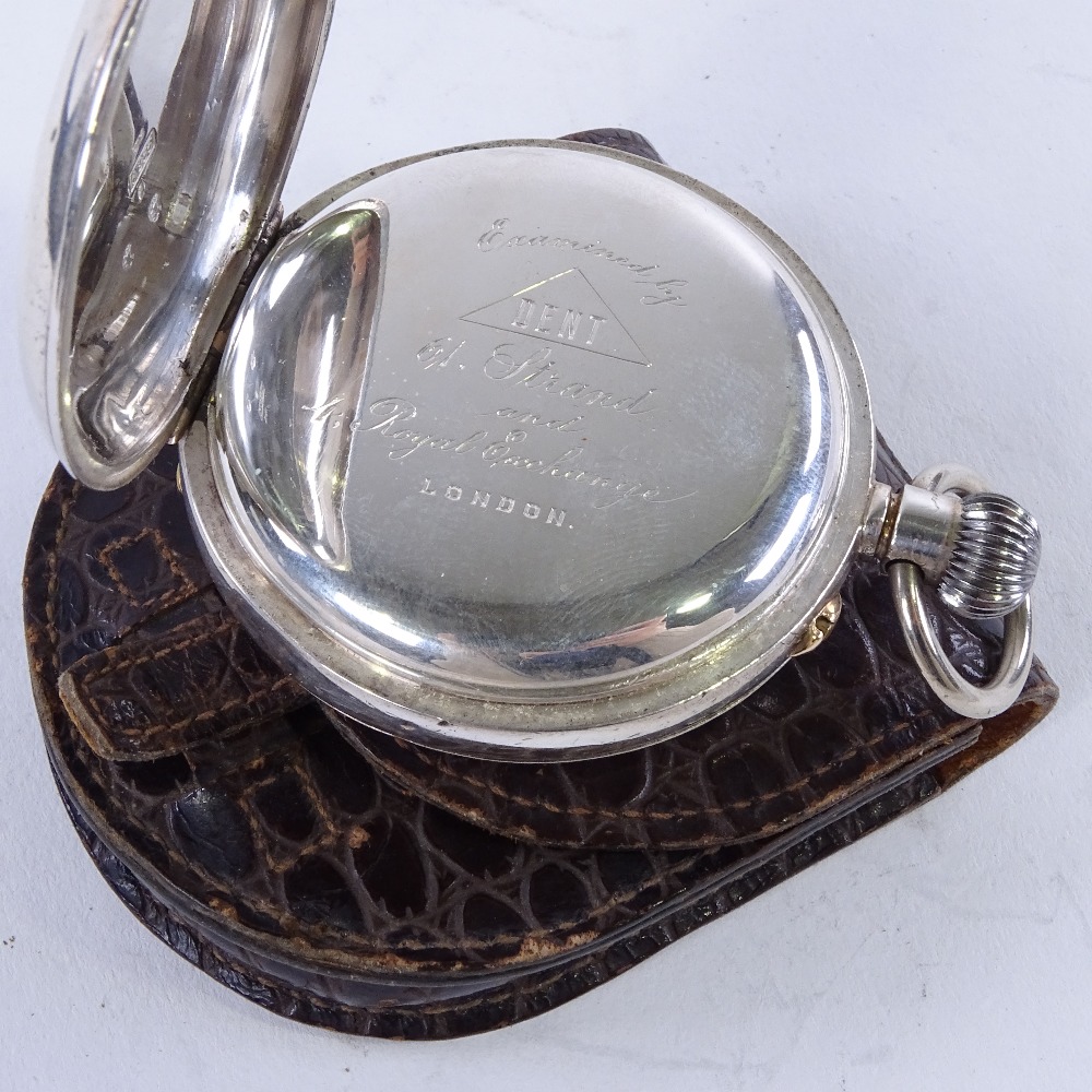 A late 19th century Swiss silver-cased open-face top-wind chronometer pocket watch, white enamel - Image 5 of 5