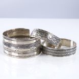 3 large Scandinavian silver torque bangles, largest band width 35.1mm, internal diameter 66mm, 147.