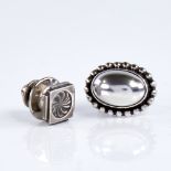 GEORG JENSEN - 2 pieces of mid-20th century Danish stylised sterling silver jewellery, comprising