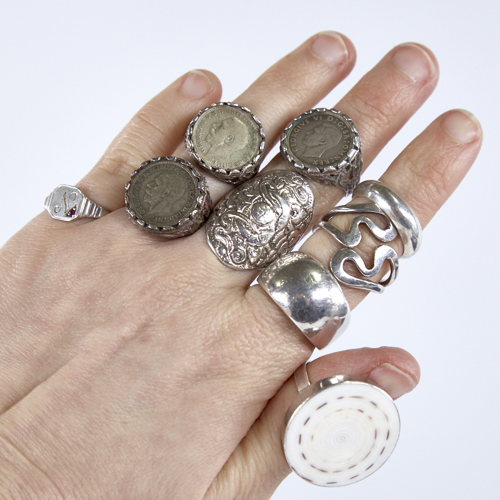 Various silver jewellery, including rings, necklaces, fobs etc, 78.9g gross Lot sold as seen - Image 5 of 5