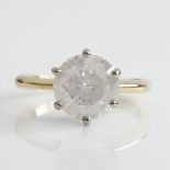 An 18ct gold 3.51ct solitaire diamond ring, in plain 6-claw setting, clarity approx I3, colour