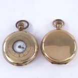 2 early 20th century gold plated pocket watches, comprising full and half hunter examples, case