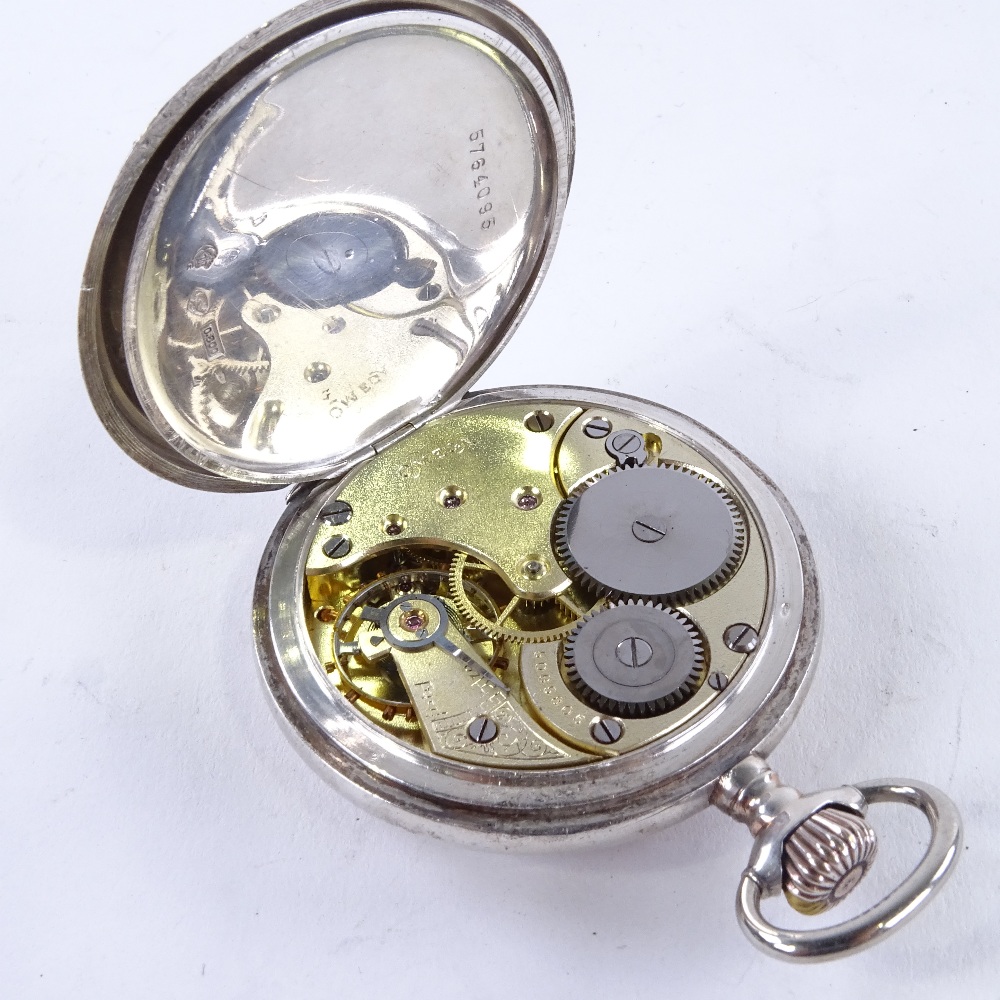 OMEGA - a Continental silver-cased open-face top-wind pocket watch, white enamel dial with eccentric - Image 4 of 5