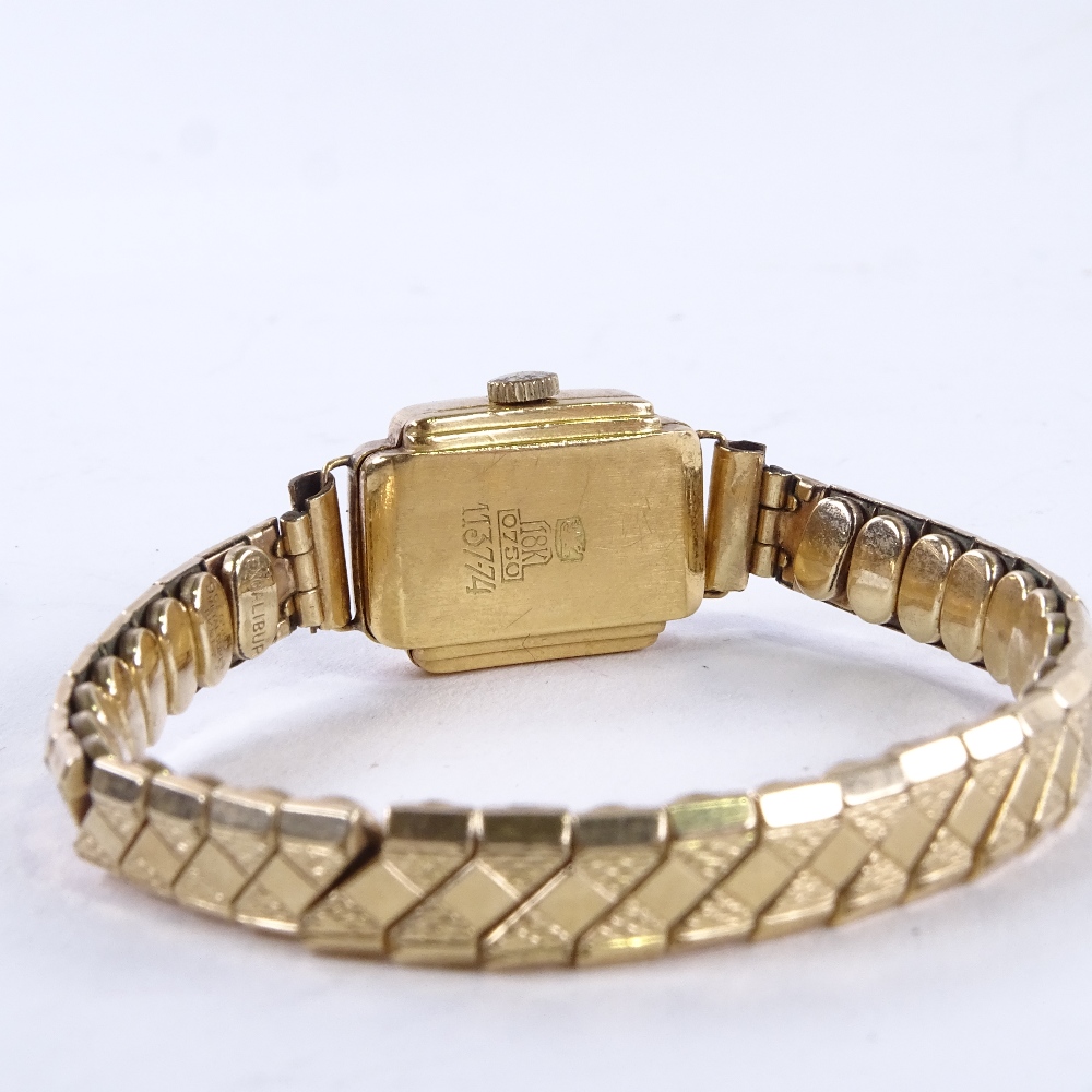 LIGHT - a lady's Vintage 18ct gold mechanical wristwatch, silvered dial with gilt eighthly Arabic - Image 4 of 5