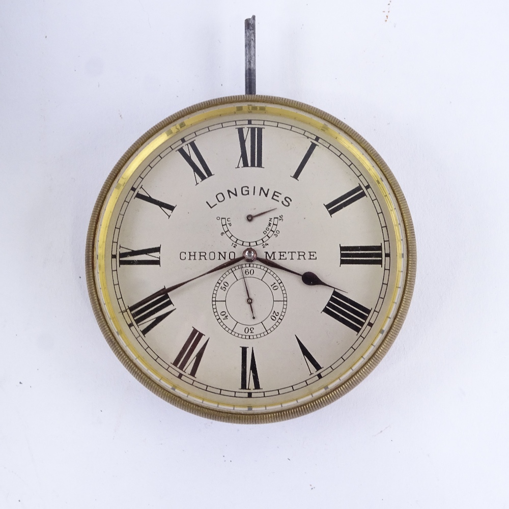 LONGINES - a rare ship's deck marine chronometer, circa 1910, silvered dial with black Roman - Image 2 of 5