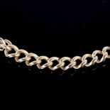 An unmarked gold graduated curb link bracelet chain, no clasps, chain length 19cm, 25.8g Good