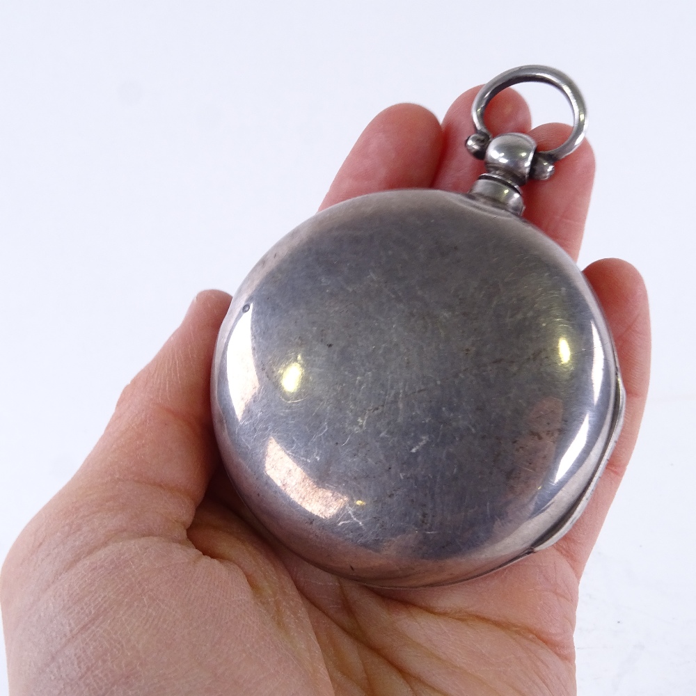 An early 19th century silver pair-cased Verge pocket watch, by William Smith of Wingham, white - Image 2 of 5