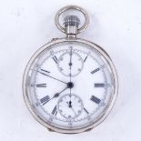 A late 19th century Swiss silver-cased open-face top-wind chronometer pocket watch, white enamel