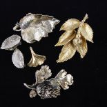 Various Danish silver-gilt floral jewellery, makers include Flora Danica and Eggert, largest