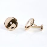 A modern pair of 18ct rose gold diamond bombe panel cufflinks, total diamond content approx 0.2ct,