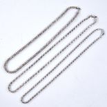 3 Danish sterling silver rope twist necklaces, makers include Hermann Siersbol and Dansk Supermarked