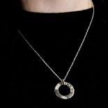 TIFFANY & CO - a modern sterling silver 1837 circular pendant necklace, on original chain, pendant