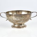 A George VI silver 2-handled pedestal bowl, plain cylindrical form, by Harrison & Hipwood, hallmarks