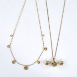 Various Danish silver-gilt jewellery, including 2 pendant necklaces etc, necklace lengths 40cm and