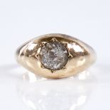 A 19th century 9ct gold paste gypsy ring, hallmarks Birmingham 1890, with closed-back settings,