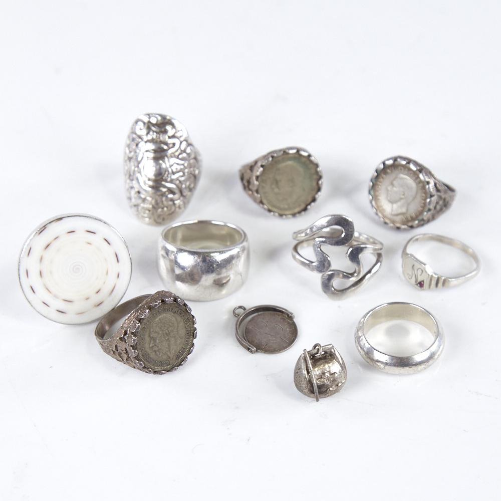 Various silver jewellery, including rings, necklaces, fobs etc, 78.9g gross Lot sold as seen - Image 4 of 5