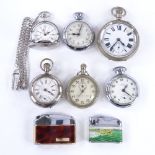 Various pocket watches and lighters, including Goliath timepiece (8) Only Goliath, Smiths Empire and