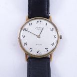 ROTARY - a Vintage 9ct gold mechanical wristwatch, white dial with black breguet Arabic numerals, 21