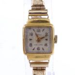 LIGHT - a lady's Vintage 18ct gold mechanical wristwatch, silvered dial with gilt eighthly Arabic