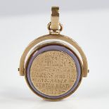 A 19th century 10ct gold swivel seal fob/locket, set with polished bloodstone and sardonyx and