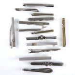 15 Danish silver tie clips, maker's include Hermann Siersbol, Jens Johs Aagaard etc (15) All in good