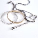 Various Danish sterling silver jewellery, including pendant necklace, tie clip, bracelet and a