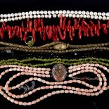 Various jewellery, including 19th century gold plated snake necklace, silver stone set jewellery,